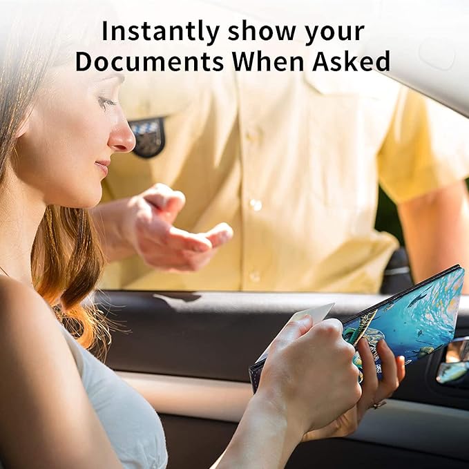 Car Registration and Insurance Holder, Leather Car Glove Box Organizer, Cool Car Accessories for ID, Driver's License Cards & Essential Document, Business Cards, Men&Women,Ocean Sea Turtle Fish