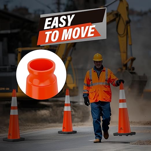 RoadHero 5 Pack 36 Inch Large Traffic Cones with Heavy Black Base, Orange Safety Cone with Reflective Collar for Parking Lot, Construction Work, Road Safety