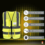A-SAFETY hi viz reflective safety vest for men, Yellow