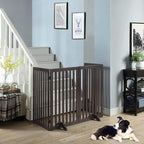 unipaws 36" H Free Standing Pet Gate for Dog Cat, Tall Wooden Dog Gates for Doorway, Stairs, Foldable Pet Fence for The House, Expandable Dog Barrier, Indoor Use, Espresso