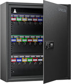 Uniclife 60 Position Key Cabinet Steel Security Storage Box with Combination & Key Lock, Resettable, Digital, Adjustable Racks, Colorful Labels & Hooks