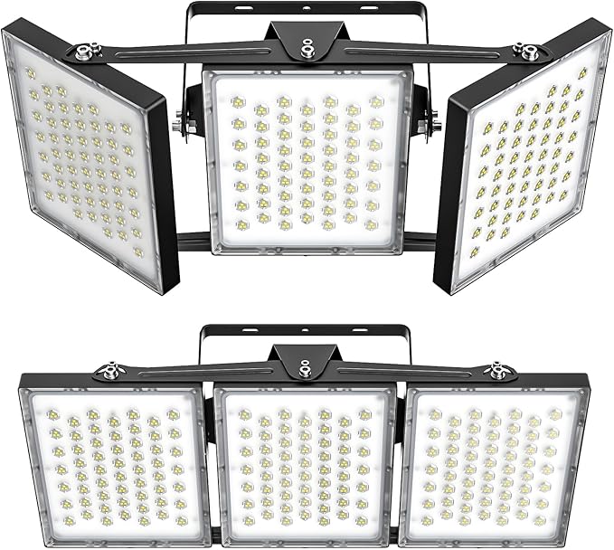 2025 Elite New Upgraded LED Flood Light Outdoor 300W 2 Pack 45000lm Stadium Flood Lights, 5000K IP66 Waterproof Adjustable Adjustable Floodlight for Street, Parking Lot