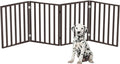 Pet Gate - 4-Panel Indoor Foldable Dog Fence for Stairs, Hallways or Doorways - 72x24-Inch Retractable Wood Freestanding Dog Gates by PETMAKER (Brown)