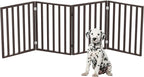 Pet Gate - 4-Panel Indoor Foldable Dog Fence for Stairs, Hallways or Doorways - 72x24-Inch Retractable Wood Freestanding Dog Gates by PETMAKER (Brown)
