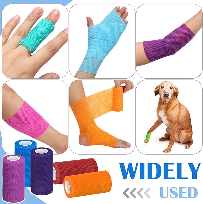 Treela 36 Pcs Self Adherent Bandage 4" X 5 Yard Wrap Breathable Cohesive Bandage Elastic Adhesive Tape for Stretch Athletic Sports Wrist Ankle