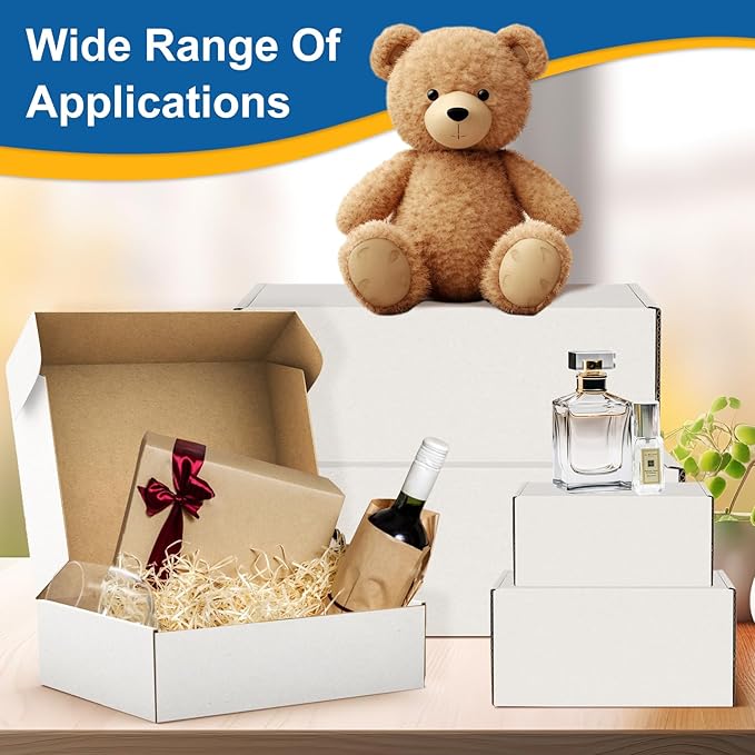 Famagic Small Packing Boxes - 25 Pack 9x6x2 Inches White Shipping Boxes, Corrugated Cardboard Mailer Boxes for Small Business, Mailing Boxes for Packaging, Bulk