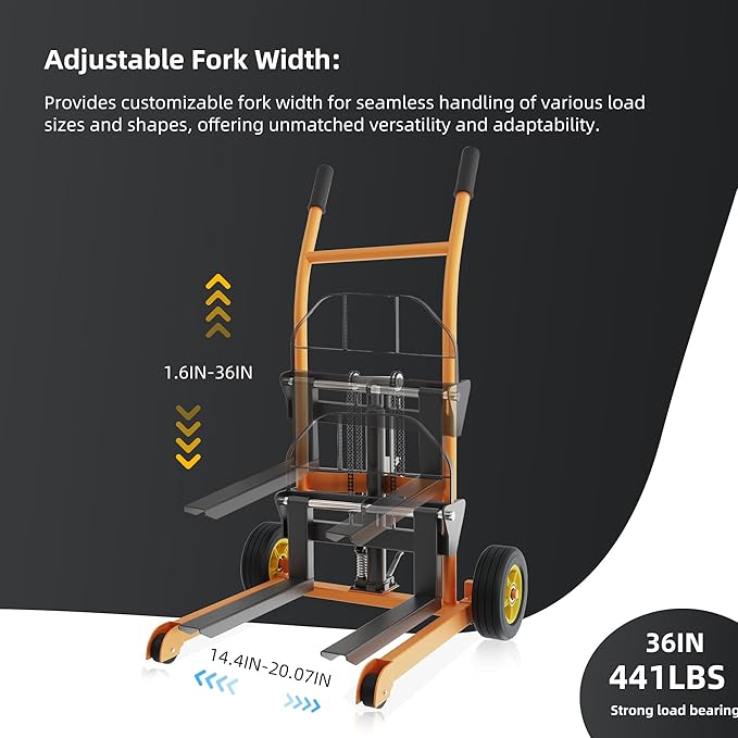 Hydraulic Material Lift Pallet Truck 441 lbs Manual Winch Stacker 36" Max Lift Height, Lift Table Cart