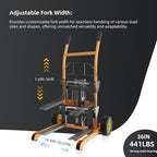 Hydraulic Material Lift Pallet Truck 441 lbs Manual Winch Stacker 36" Max Lift Height, Lift Table Cart