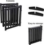 LZRS Freestanding Extra Wide Dog Gate 30 inch Tall - 4 Panels Solid Wooden Pet Gate for Doorways, Stairs, Hallways,Kitchens& Long Areas, Expandable & Foldable with Support Feet,Indoor Use,Black