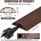 Floor Cord Cover Self Adhesive Cord Hider,3.3FT Cable Management, Extension Strip Protector for Wires, Prevent Cable Trips for Offices, Gyms, Exhibitions Cavity:0.47"(W) x 0.35"(H) Coffee