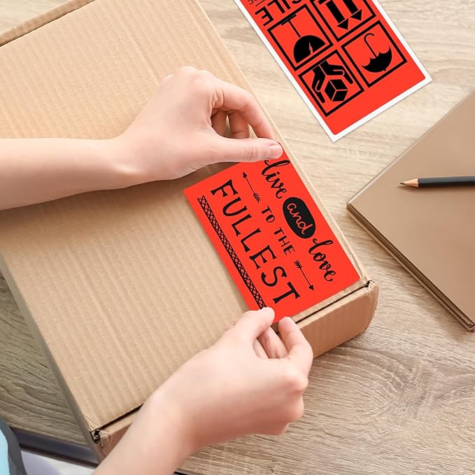 3x5 Inch Thermal Label Stickers,300Pcs Waterproof Rectangle Labels for Storage Bins,Moving Boxes,Address & Inventory Organization,Small Business Labeling,Fluorescent Red