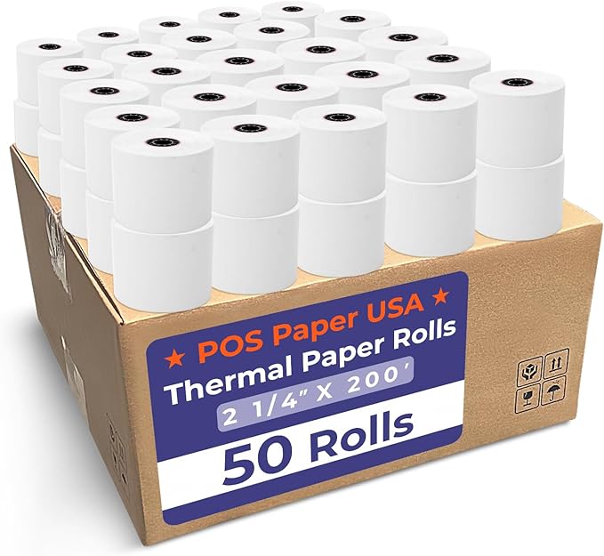 2 1/4" x 200' Thermal Paper (50 Rolls/Case) - BPA Free