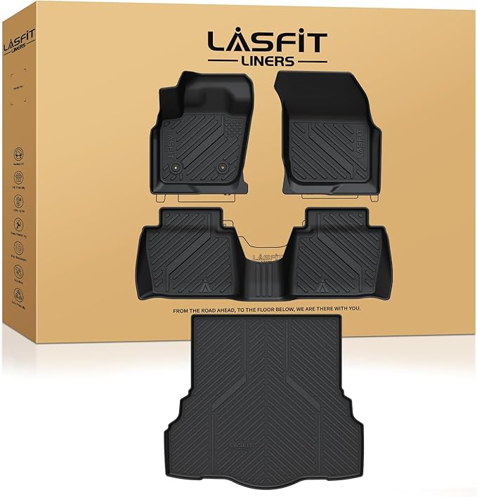 LASFIT Floor Mats & Trunk Mat for Ford Fusion 2013-2016 (Only Fit Gasoline) All Weather TPE Mats Custom Fit Floor Liner for Fusion & MKZ 1st & 2nd Row Car Mats and Cargo Liner, Black