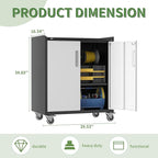 Metal Tool Cabinet,Garage Storage Cabinet System,Wall Cabinet & Locking Rolling Tool Cabinet with Doors and Adjustable Shelves,Steel Tool Cabinets for Home (2 Pcs-Styled, Black & Grey)