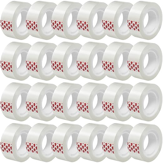 24 Rolls Transparent Tape Refills, Clear Tape, 3/4 x 800 Inches, Glossy Gift Wrapping Tapes for Dispenser, Office, School, Home