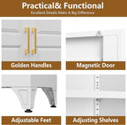 Kitchen Pantry Cabinet, 75" Tall Pantry Cabinet with Three Drawers, Metal Storage Cabinets with Doors and Shelves, Freestanding Food Cupboard for Dining, Living Room, White, Assembly Required