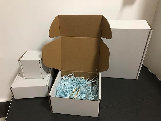 6x5x3 inch Shipping Boxes, White Corrugated Cardboard Box Literature Mailing Shipping Packaging Recyclable Storage Boxes and Craft Gifts Giving Products Business White Box Set of 25 (6''x5''x3'')
