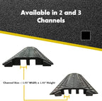 Kable Kontrol Drop Over Floor Cord Cover – 40” Inch Long 3 Channel Cable or Wire Protector – 5 Pcs Bulk Pack - Rubber Ramp for Indoor and Outdoor Use – Black