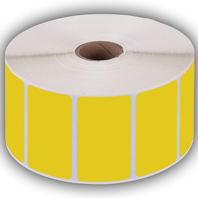 2.25" X 1.25" Direct Thermal Perforated Stickers Labels for Barcodes, Address, Consignment - Compatible with Zebra, Rollo, Godex and More (Yellow, 6 Rolls)