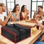 musbus Large Insulated Shopping Bag Thermal Bag Foldable Cooler Bag for Warm Delivery with Cold Cooling Function, Black-red, 20W x 20D x 8H, Modern
