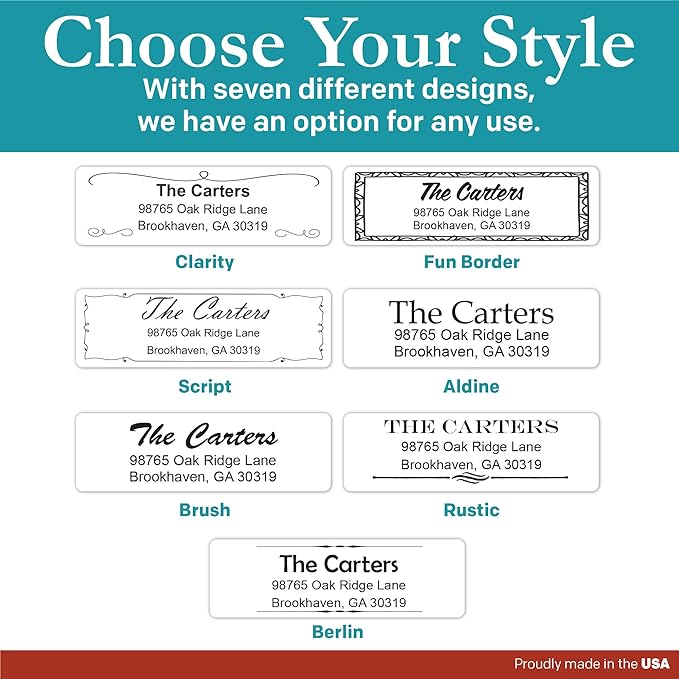 Personalized Return Address Labels - Black and White Custom Address Stickers on Sheets (50-1000 Labels)