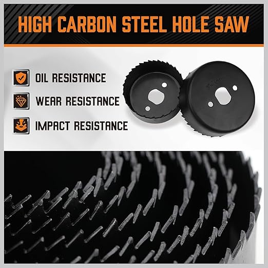 HORUSDY Hole Saw Set 24PCS Hole Saw Kit,Hole Saw Drill Bit Kit, 3/4"-6" (19-152mm) 17PCS Saw Blades, 2 Mandrels, 3 Drill Bit, Installation Plate, Hex Key, For Drywall, Soft Wood, Plywood, Plastic, PVC