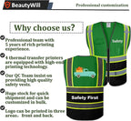 10 Pack Custom Safety Vest Customized Logo Mesh Vest Class 2 High Visibility Reflective Vest with Pockets Workwear（Green Black，L ）