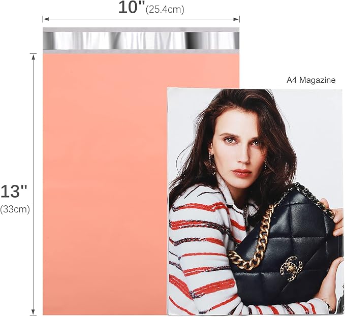 Metronic Poly Mailers 10x13 100 Pcs | Medium Size Shipping Bags for Clothes | Large Poly Mailer Bags, Shipping Envelopes, Mailing Bags for Small Business, Strong Adhensive Poly Bags Pink