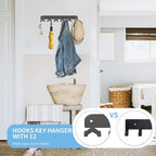 2 Pack Key Holder for Wall, Key Hooks Wall Mount with 12 Hooks, No Drilling Required, Self-Adhesive Key Rack, Key Hanger Wall Mount for Corridor, Kitchen, Living Room - Gray