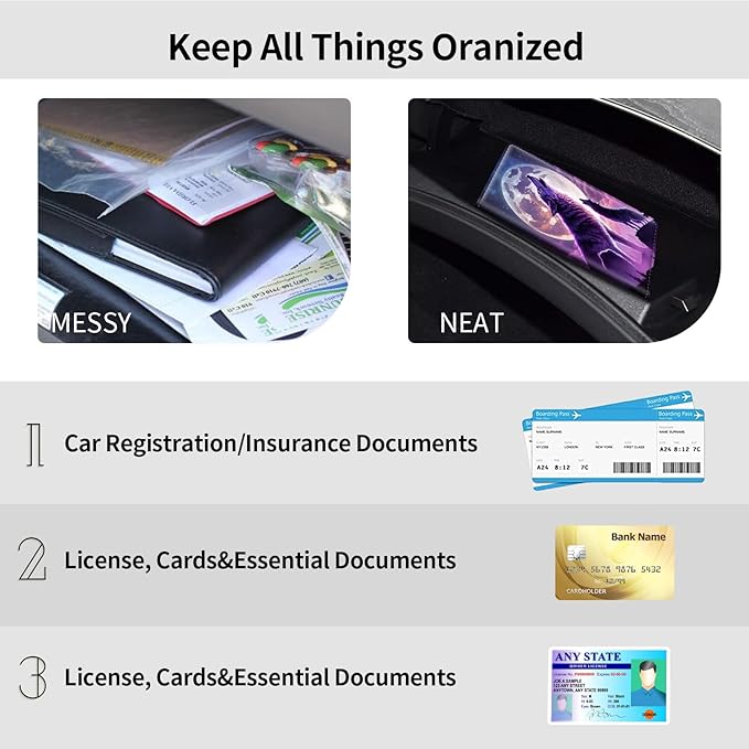 Car Registration and Insurance Holder, Leather Car Glove Box Organizer, Cool Car Accessories for ID, Driver's License Cards & Essential Document, business cards, Men&Women,Cool Wolf Moon