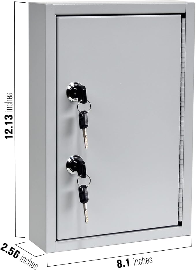 STEELMASTER by BankSupplies 30 Key Cabinet - Dual Lock Control Key Box - Welded 22 Gauge Steel Construction - Scratch Resistant - Write-On Key Tags for Easy Identification