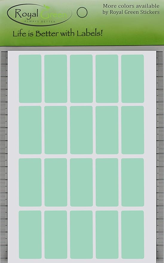 Royal Green Rectangle Sticker Labels 1.57 inch x 0.75 inch Pastel Green (40mm x 19mm) - 2000 Pack