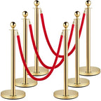 VEVOR Velvet Ropes and Posts 6 Pcs Red Velvet Rope 5 ft, Stanchions Solid Base with Ball Top, Crowd Control Barriers Gold Stanchions, Red Carpet Poles, Crowd Control Ropes and poles for Party Supplies