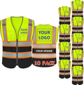 BeautyWill Custom Logo Safety Vest Class 2 High Visibility Reflective Vest for Men - Personalized Logo Team Vest