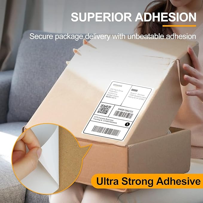 Qncz 500 Pcs 4x6 Thermal Labels - Perforated & Smudge-Proof & Strong Adhesive Thermal Printer Paper, Mailing Sticker Labels, Compatible with Rollo, Zebra, Jadens, Nelko