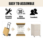 2 Drawer Mobile File Cabinet with Lock, Metal Filing Cabinets with Wheels,Rolling Storage Cabinet, Under Desk Vertical File Cabinet for Home Office, Lockable Steel Two Drawer for Letter Size, Cream