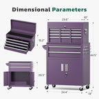 Greenvelly Tool Chest, 8-Drawer Rolling Tool Chest with Hooks and Lockable Wheels,Metal Storage Detachable Top Tool Box with Lockable Wheels for Garage,Workshop,Art Studio(Purple)
