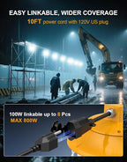 LED Temporary Work Light 80W 64W 48W Tunable 4500K 5000K 5700K Tunable 12000LM Portable Hanging Linkable Construction Light ETL DLC Listed with ON/Off Button for Job Site, Workshop