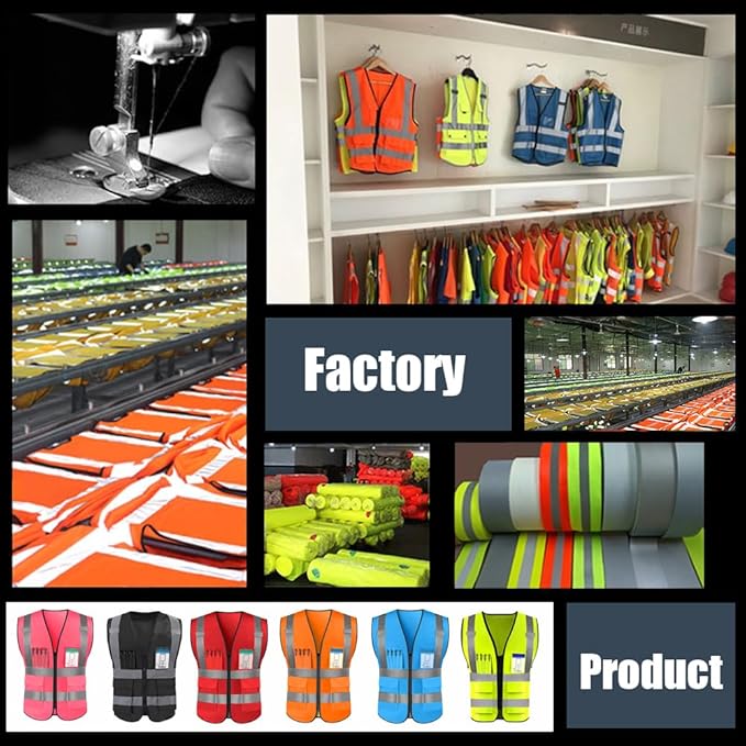 YOWESHOP High Reflective Visibility Safety Vest Custom Your Logo Safety Workwear with Reflective Strips and Pockets
