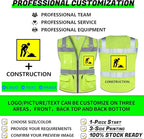BeautyWill Custom Logo Safety Vest Class2 High Visibility Reflective Vest Breathable Construction Vest