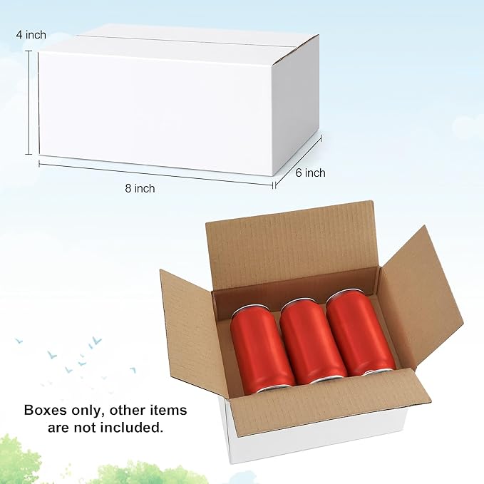Famagic 10 Pack 8x6x4 Inch Small Shipping Boxes White Corrugated Cardboard Boxes Mailer for Small Business, Mailing Boxes for Packaging Bulk