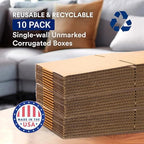 BOX USA Moving Boxes Large 20"L x 18"W x 12"H 10-Pack - Corrugated Cardboard Box for Shipping, Mailing, Packing, Packaging and Storage