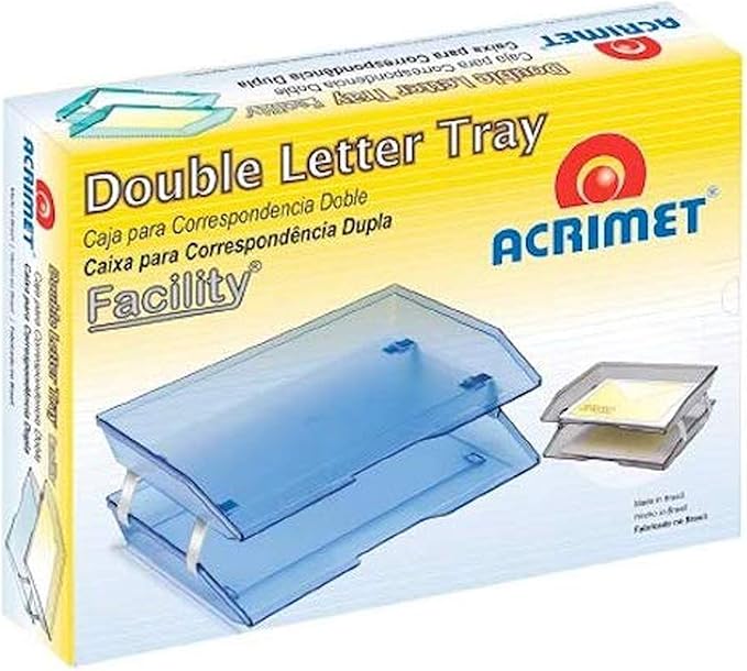 Acrimet Facility 2 Tier Letter Tray, Side Load, Letter Size/A4, Desktop File Organizer, Plastic (Clear Smoke Color)