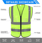 Reflective Safety Vest for Men Women with 5 Pockets and Zipper Front High Visibility Construction Vest Meets ANSI/ISEA Standards