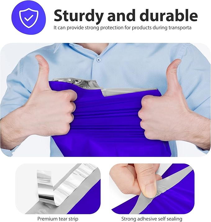 Fuxury Large Poly Mailers 14.5x19'' 100Pc, Waterproof Shipping Bags for Clothing, Strong Adhesive Mailers Poly Bags for Small Business Suppliers, Durable Shipping Envelopes Mailing Bags Blue