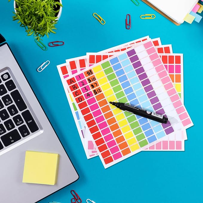 Tallew 2800Pieces 10 Color Coding Labels Rectangle Colored Stickers Assorted Removable Stickers for Classrooms Offices Labeling Marking(0.5" X 0.75")