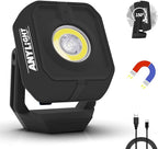 Led Work Light with 4 Modes,1200LM Portable COB Magnetic Light,3350mAh Recharge Spotlight and Floodlight,150° Rotate IP65 Waterproof for Car Repair and Camping, Black (1 Pack Without Hook)