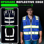 BeautyWill Custom Logo 10 Pockets Safety Vest Class2 ANSI Certified High Visibility Reflective Vest
