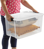 Sterilite 24-Pack Ultra Latching Box, Storage Bins with Lids, Clear Plastic, 70 Quart - Heavy-Duty Organizing Containers for Closet, Bathroom, and Office