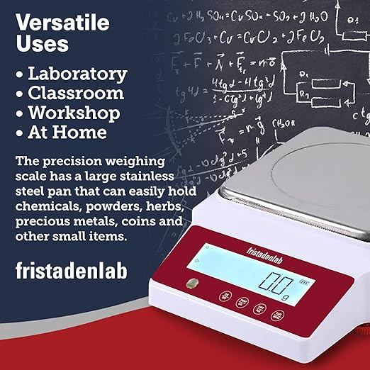Fristaden Lab Digital Balance - USA Company - 1000g Capacity with Genuine 0.01g Precision, Analytical Scale Ideal for Scientific Research, Home Labs & Academic Use